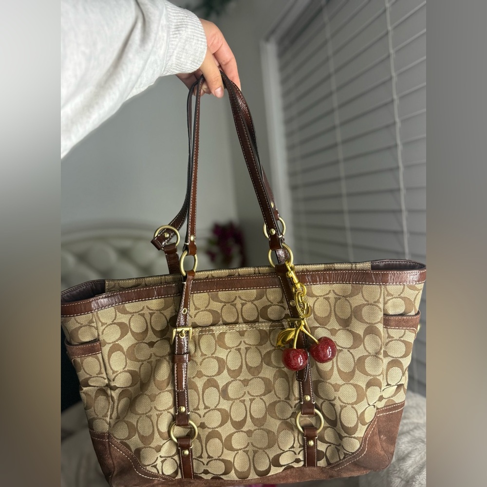 Coach Tan and Brown Signature Tote